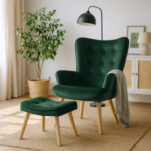 Lozano lounge szék zöld bársonnyal