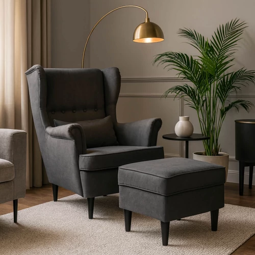 EVAN 2 Lounge Fotel lábtartóval sötétezöld színben