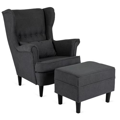 EVAN 2 Lounge Fotel Lábtartóval Sötétszürke