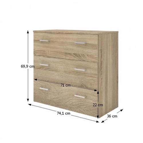Elegáns tölgy színű GARBO 3 komód GARBO 3 tölgy sonoma komód - modern design
