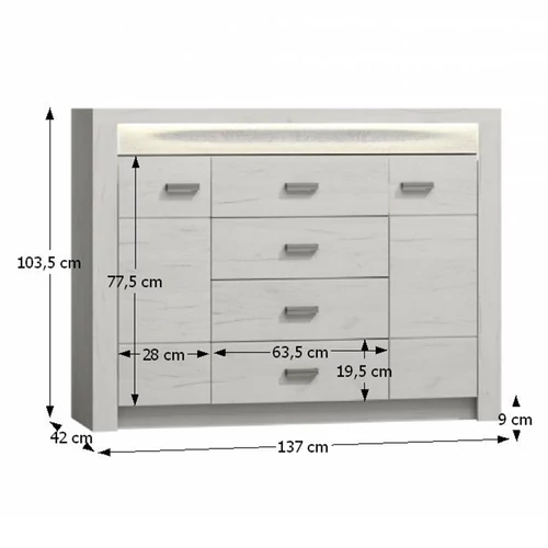 INFINITY I-07 kőrís komód fehér színben