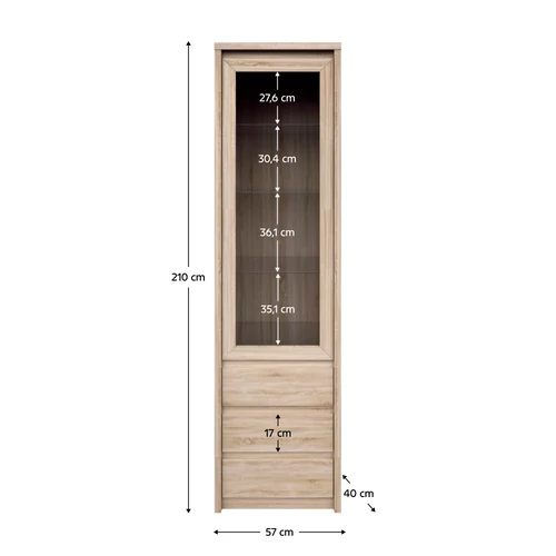 Elegáns tölgy sonoma laminátummal  Modern vitrines szekrény