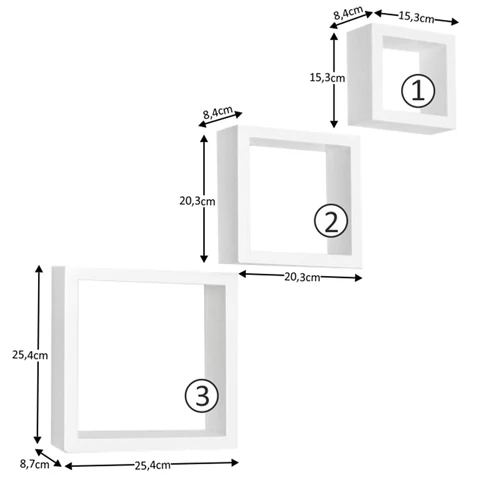 KVADRO New DR-WS-6103 polcok  3db fehér színben