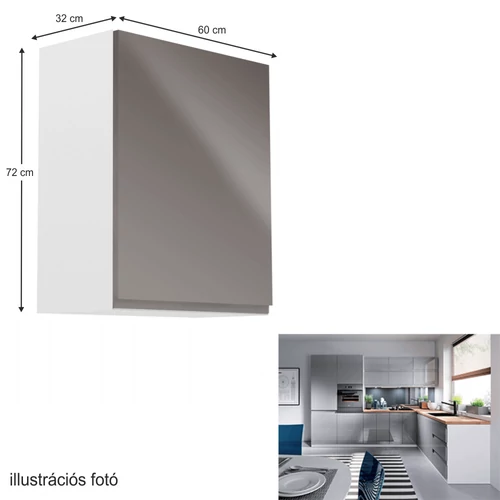 AURORA G601F felsőszekrény fehér/szürke