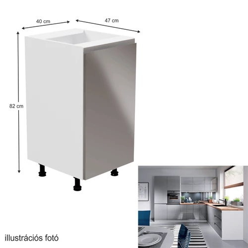 AURORA D40 alsószekrény fehér/szürke