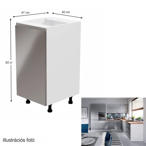 AURORA D40 alsószekrény fehér/szürke