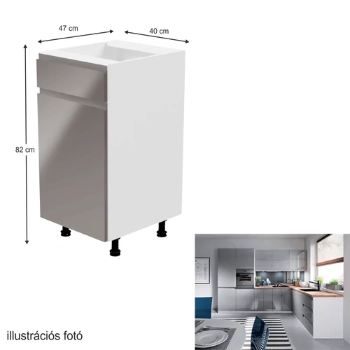 AURORA D40S1 alsószekrény fehér/szürke