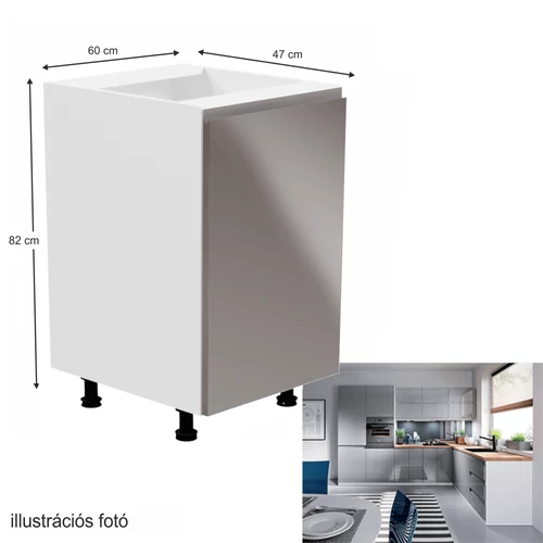 AURORA D601F alsószekrény fehér/szürke