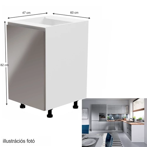 AURORA D601F alsószekrény fehér/szürke