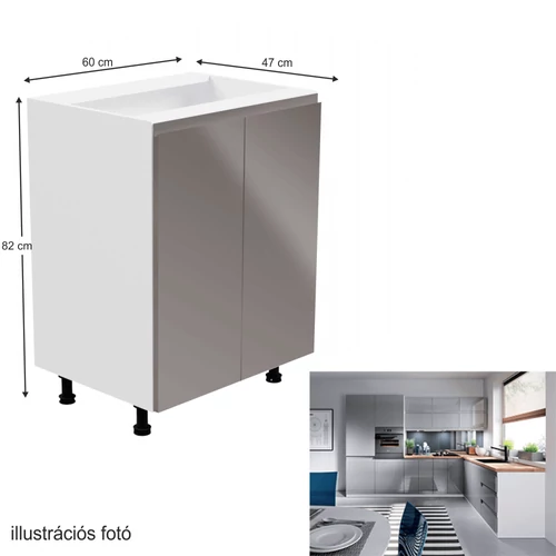 AURORA D602F alsószekrény fehér/szürke