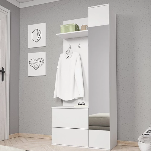 A GADIS fehér előszoba garnitúra modern eleganciát kölcsönöz otthonodnak.  Fehér előszoba