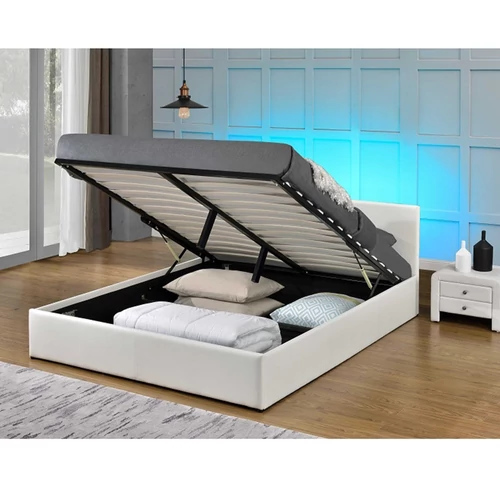 Elegáns ágyráccsal.  RGB LED-es JADA NEW francia ágy