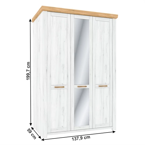 Modern design  tölgy és arany kombináció.  SUDBURY Akasztós szekrény H - Tölgy craft fehér