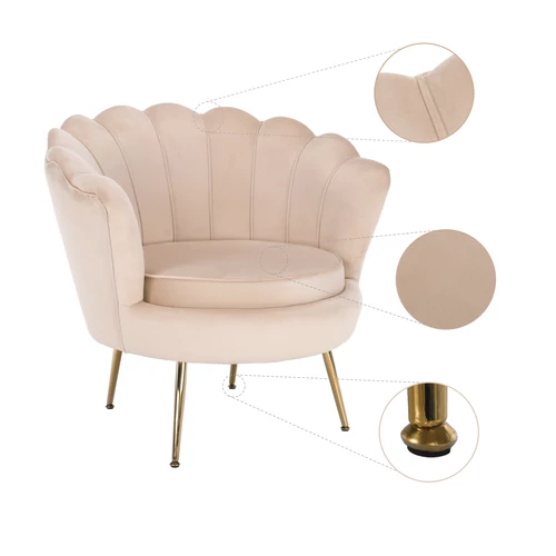 NOBLIN bézs velvet fotel