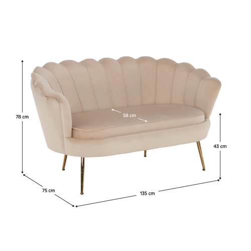 NOBLIN Velvet bézs pad  art-deco stílus