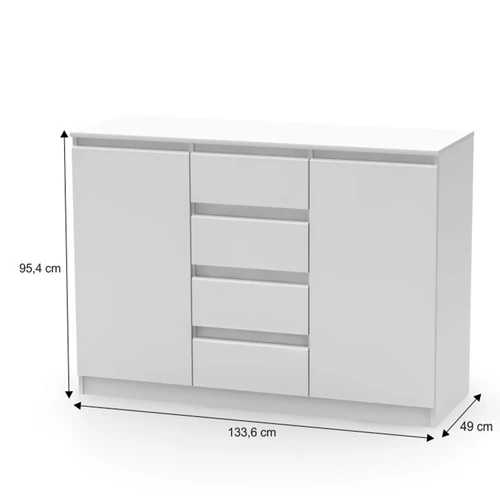 Modern design  könnyűszerrel rendezheted benne a dolgaidat.  HANY NEW 010 fehér komód 4 fiókkal