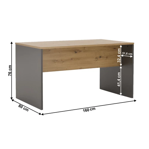 RIOMA íróasztal  grafit/tölgyfa artisan kivitel