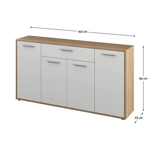 Modern LÚNIA komód  Sonoma tölgy/fehér