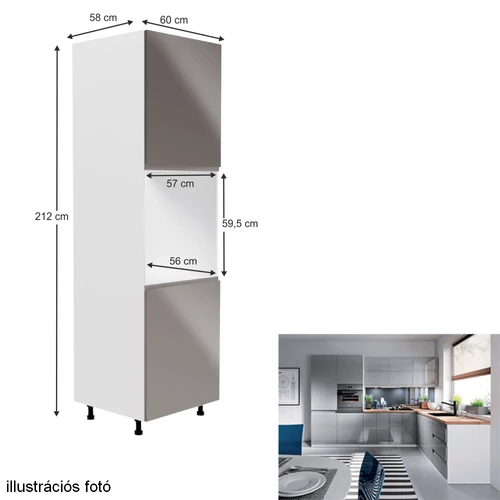 AURORA D60P élelmiszer szekrény fehér/szürke