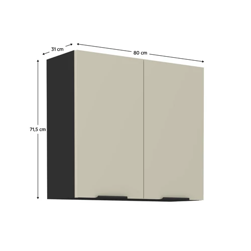 Araka 80 G-72 2F felsőszekrény cashmere/fekete színben