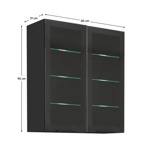 Elegáns fekete felsőszekrény ARAKA/MENZO/SIBER 80 GS-90 2F