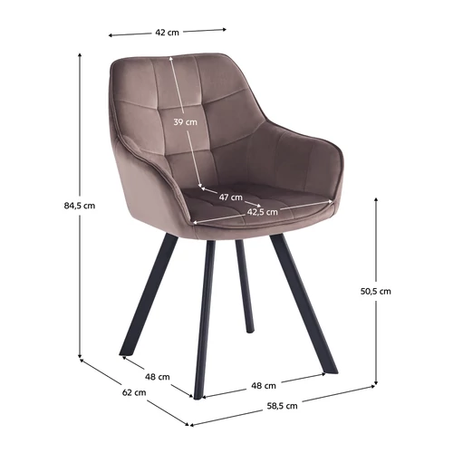 Szürke-barna velvet design fotel PETIN