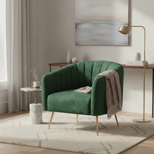 sötétzöld Velvet szövet/gold króm-arany