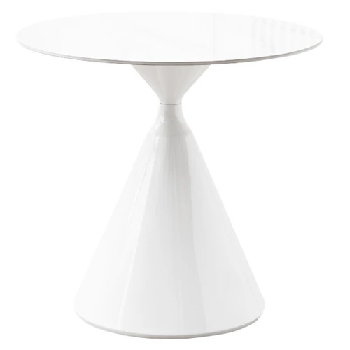 Étkezőasztal, világos márvány/fehér, átmérő 80 cm, VALER