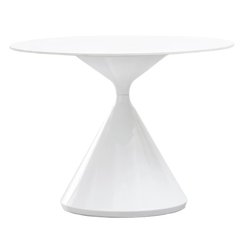Étkezőasztal, világos márvány/fehér, átmérő 100 cm, VALER TYP 2