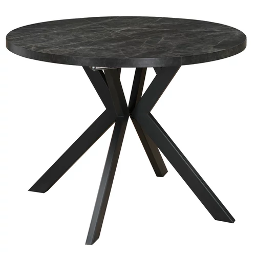Kihúzható étkezőasztal, sötét beton/fekete, 100-250x75,5 cm, LUKOS
