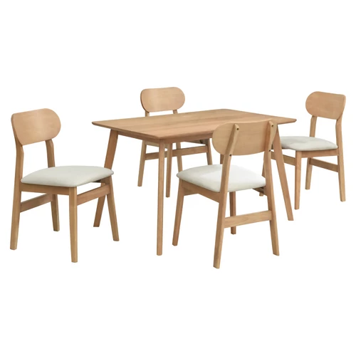Étkezőgarnitúra 1+4, természetes tölgy/bézs, FALEN