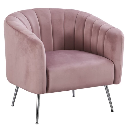 Design fotel, rózsaszín Velvet szövet/króm-ezüst, BAGY