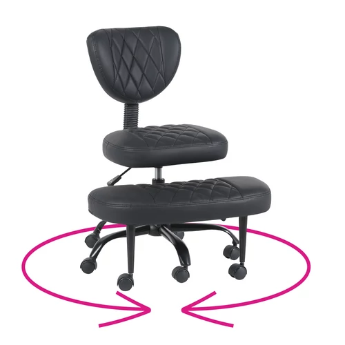 Ergonomikus térdeplőszék, fekete műbőr/fekete, SAMER