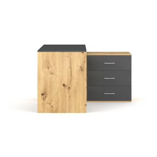 Elegáns design antracit színben.  Kurt Sarok Íróasztal 3S Tölgység