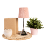 Kép 9/12 - Asztali lámpa, fém/rózsaszín textil lámpabúra, GAIDEN