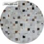 Kép 3/8 - Luxus bőrszőnyeg, fehér/szürke/barna , patchwork, 200x200, bőr TIP 10