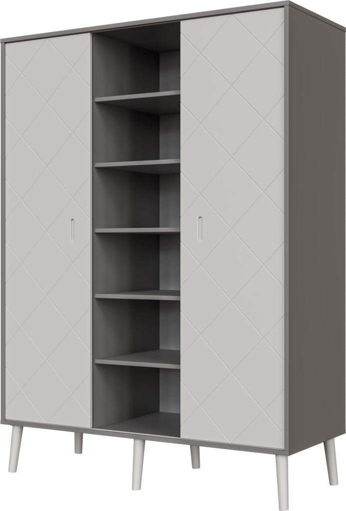 Peak Grey & White 3 osztású szekrény