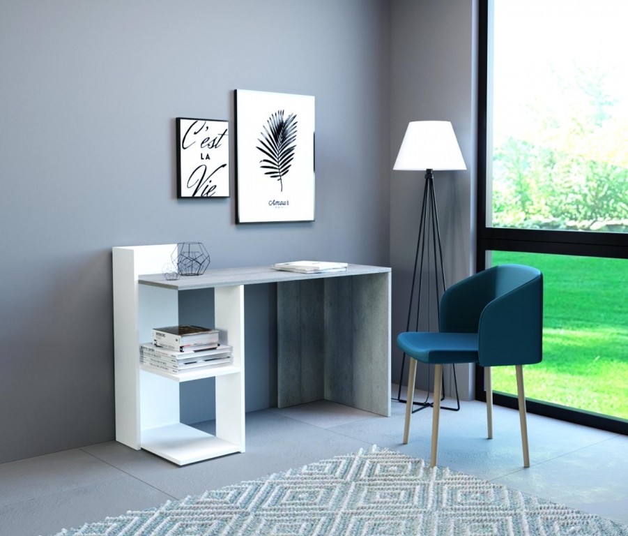 PACO PC 01 íróasztal beton/matt fehér