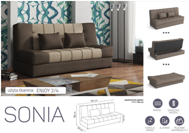 Sonia ágyazható, ágyneműtartós kanapé