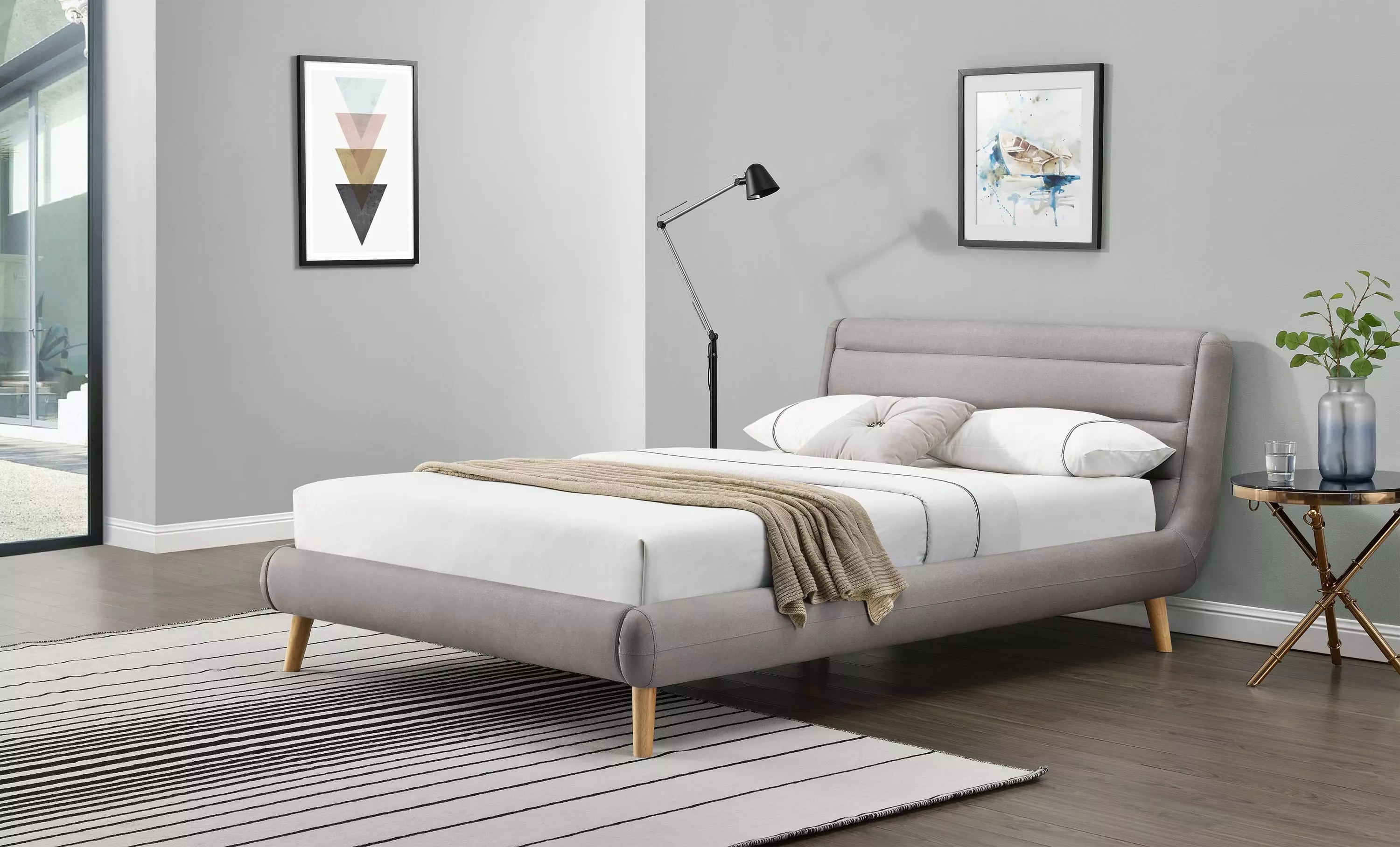 Elanda ágy, szürke 160x200 cm