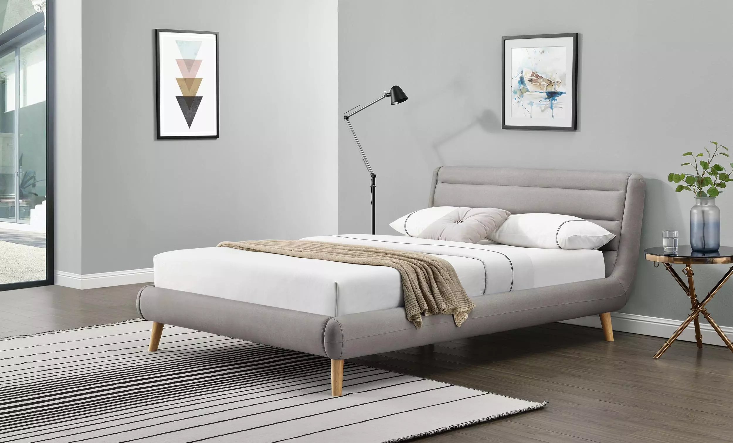 Elanda ágy, szürke 140x200 cm
