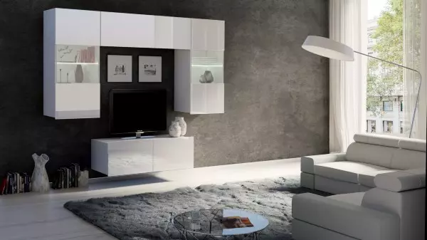 Calabrini NO.10 magasfényű fehér nappali szekrénysor