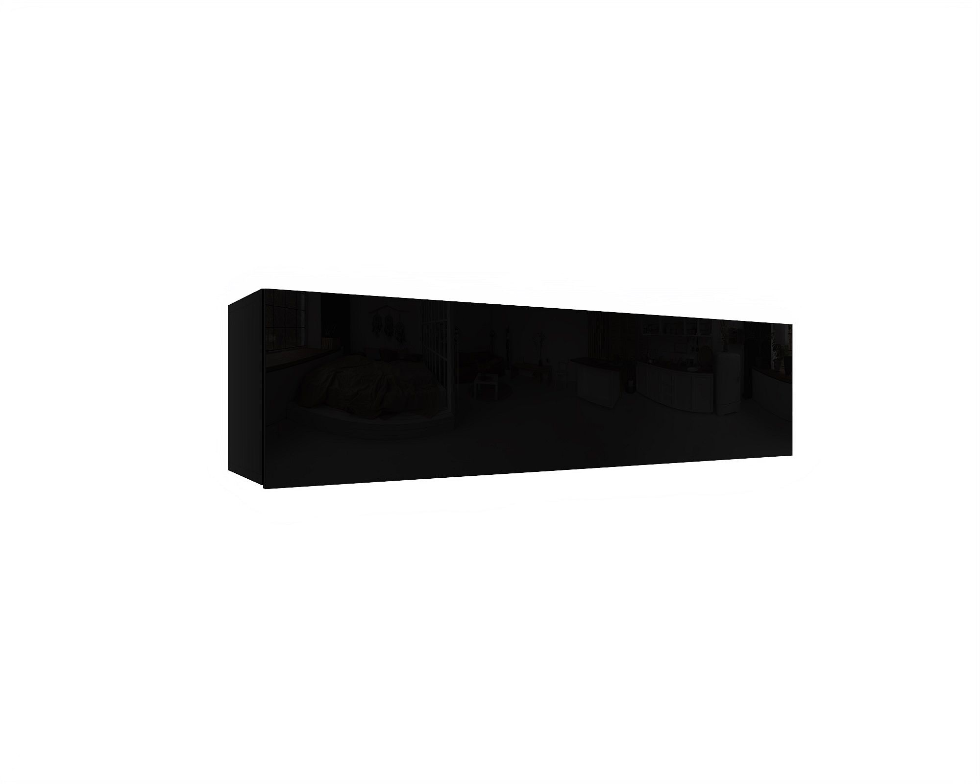 IZUMI 33 BL magasfényű fekete polcos szekrény 140 cm