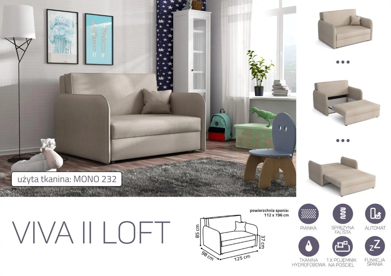 VIVA LOFT II. előre nyíló rugós kanapé