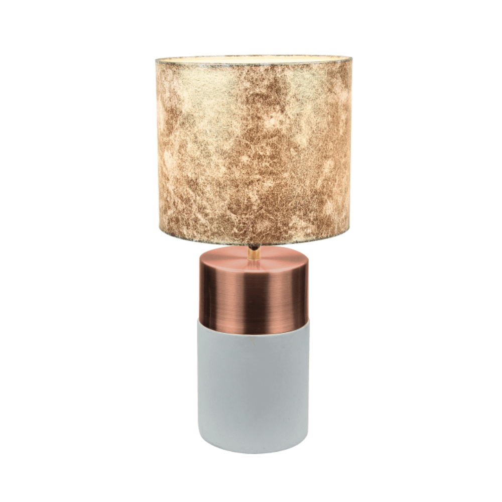 Asztali lámpa, szürke-barna / rózsaszín-arany / arany mintával, QENNY TYPE 18
