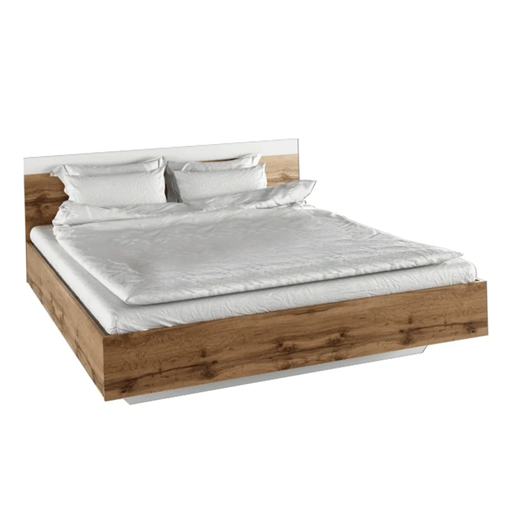 Dupla ágy, 180x200, tölgy wotan/fehér, GABRIELA