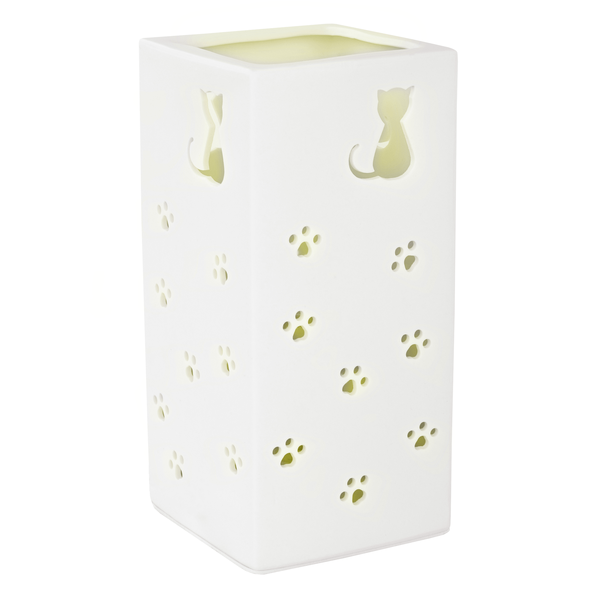 Kerámia asztali lámpa, fehér/macska mintás, BELLE TYP 2