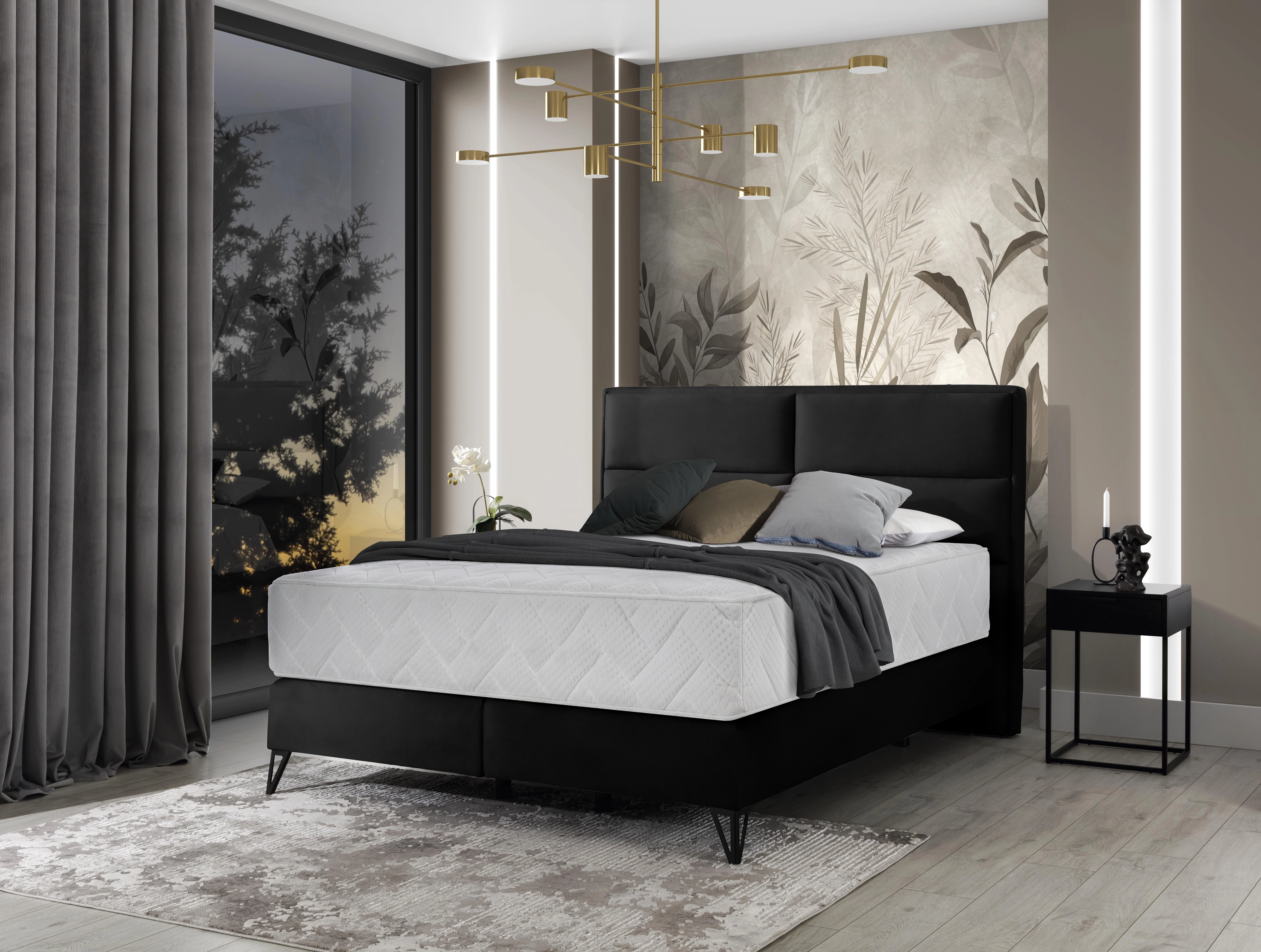Safiro 140x200 boxspring ágy  fekete