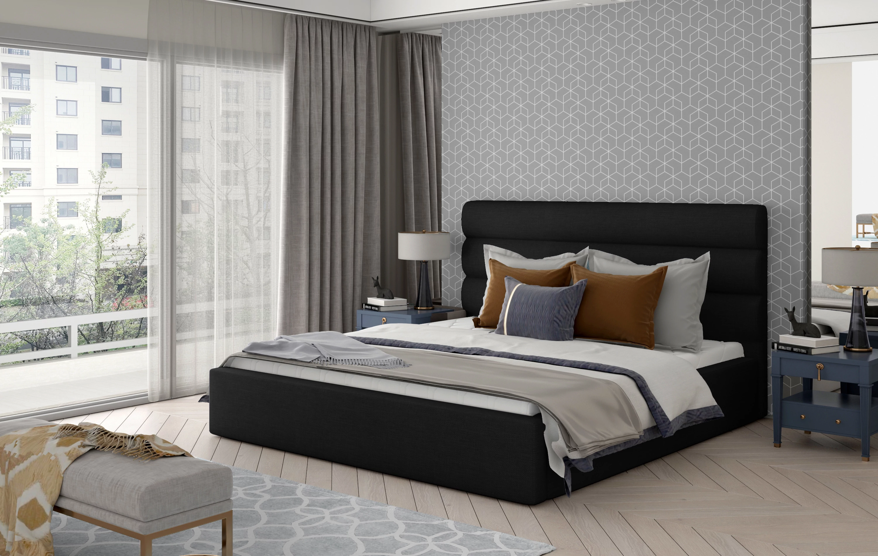 Karamell 160x200 fémvázas ágy fekete