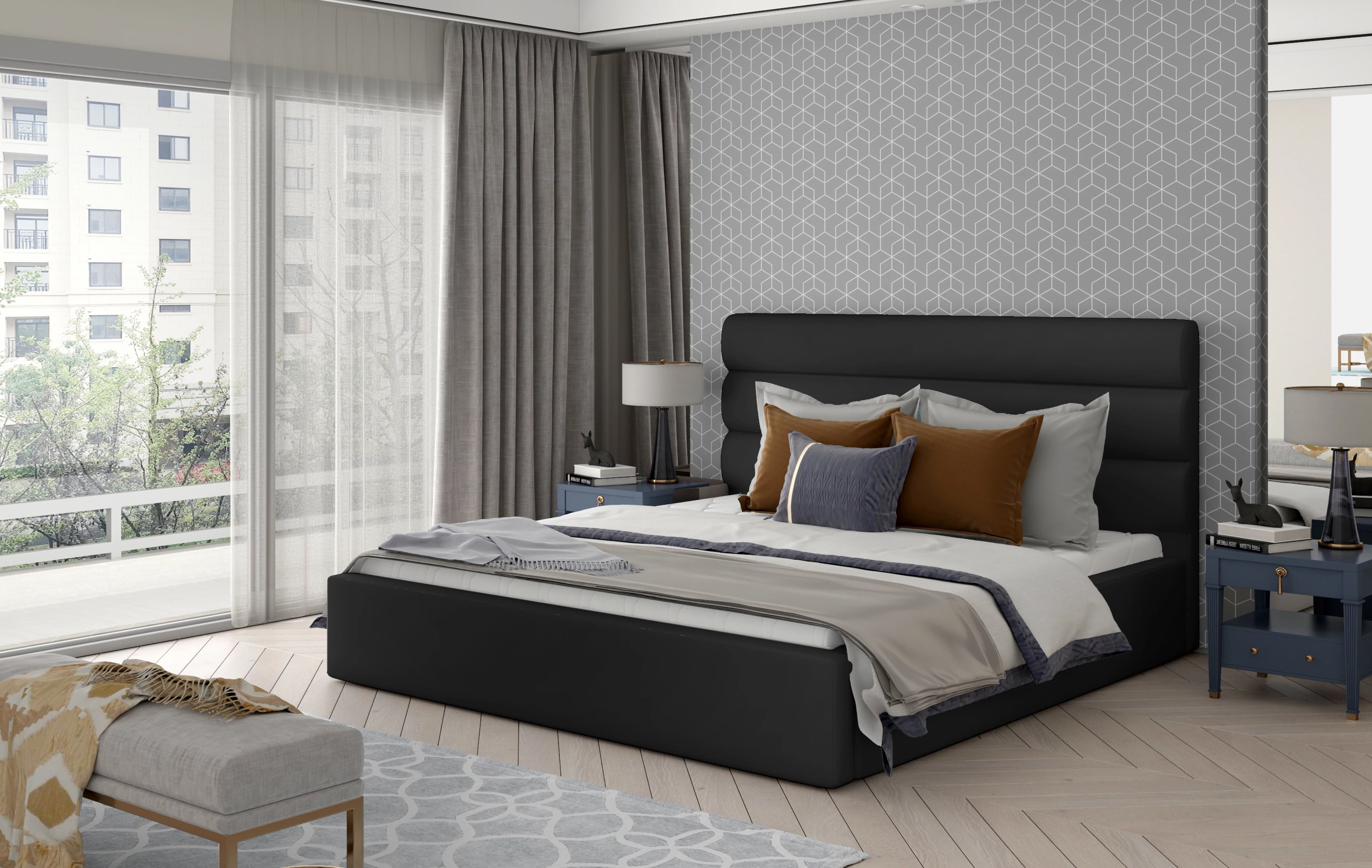 Karamell 180x200 fémvázas ágy fekete